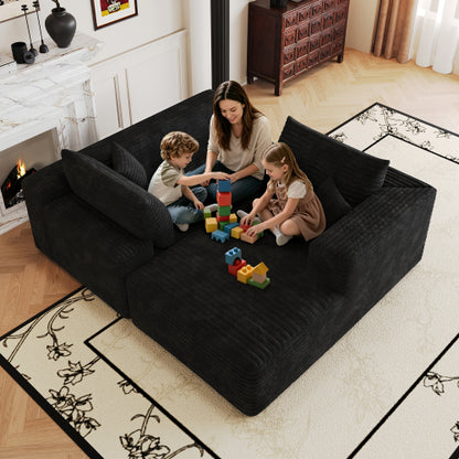 103 inch  Black L-Shape Cloud Deep-Seat Corner Sectional Sofa, No Assembly