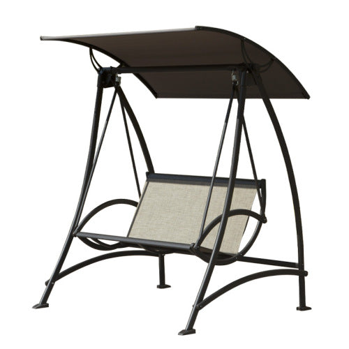2 Seat Patio Swing Chair Outdoor Porch Swing with Adjustable Canopy Steel Frame 700lb Capacity