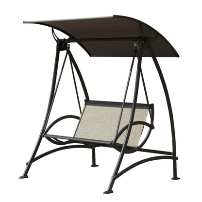 2 Seat Patio Swing Chair Outdoor Porch Swing with Adjustable Canopy Steel Frame 700lb Capacity