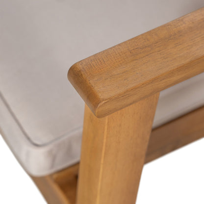 Patio Dining Chair Set of 2 - Sturdy Acacia Wood, Comfortable Waterproof Seating, 400 lbs Capacity, Natural Color Frame