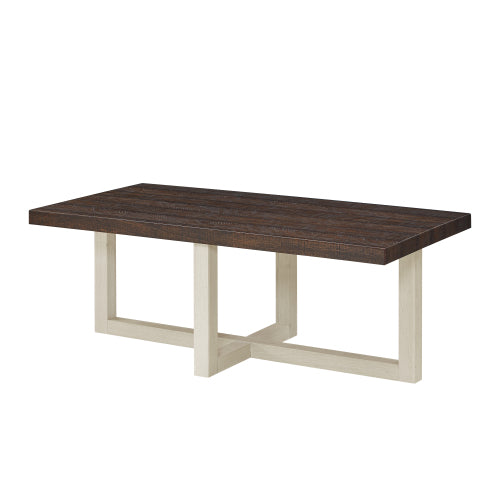 Contemporary Rectangular Coffee Table, Walnut & White