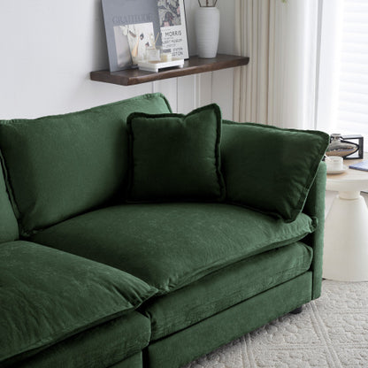 Green Chenille Modular Ottoman Footrest, Mix & Match for 2 3 4 Seater Sectional Sofa