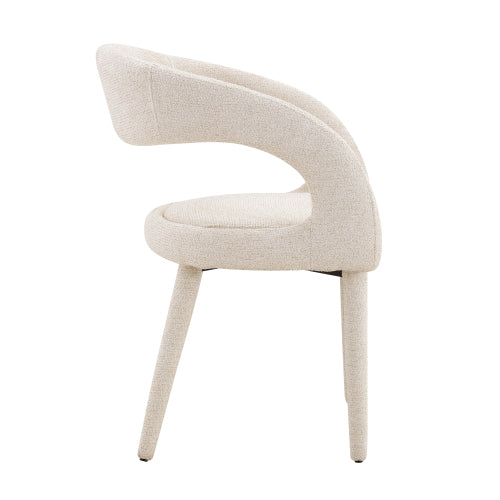 Premium Sherpa Upholstered Dining Chair with Hollow Backrest - Dining Room Chair, Bedroom Vanity Chair, Living Room Accent Chair, Cafe Leisure Chair, Conference Chair (Off White, Set of 2)