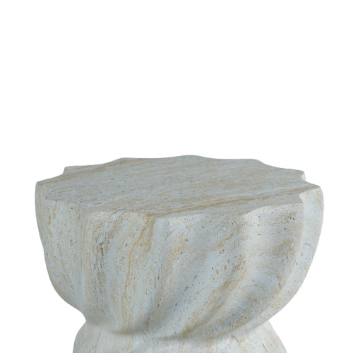 Cement Outdoor End Tables for Patio, GardenAccent Table Faux Terrazzo Accent Table, Modern Small Round Side Tablefor Outside, Tree Stump Garden Stool DrumTable indoor and Outdoor