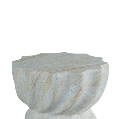 Cement Outdoor End Tables for Patio, GardenAccent Table Faux Terrazzo Accent Table, Modern Small Round Side Tablefor Outside, Tree Stump Garden Stool DrumTable indoor and Outdoor