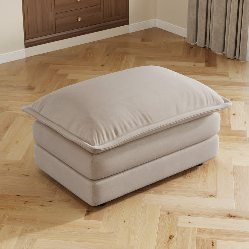 Light Coffee Chenille Modular Sofa Ottoman with Wood Frame