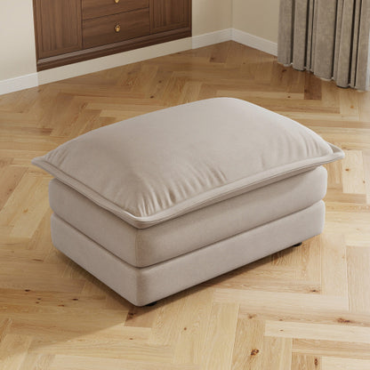 Light Coffee Chenille Modular Sofa Ottoman with Wood Frame