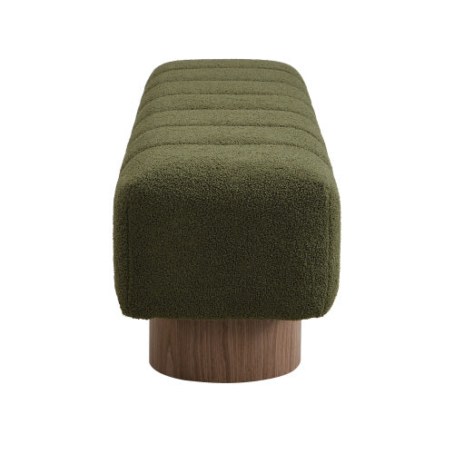 Upholstered Dining Bench for Dining Room, No-Assembly End of Bed Entryway Bench Ottoman for Bedroom Living Room, Green Boucle Fabric, 300 LBS Weight Capacity