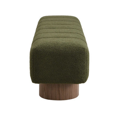 Upholstered Dining Bench for Dining Room, No-Assembly End of Bed Entryway Bench Ottoman for Bedroom Living Room, Green Boucle Fabric, 300 LBS Weight Capacity