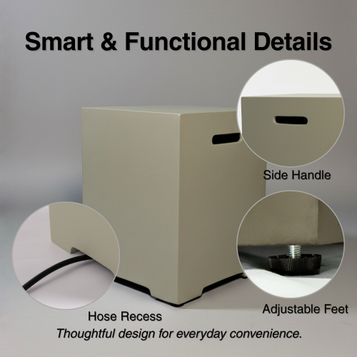 Propane Tank Cover 16 Inch, 20 LB Outdoor Tank Storage Hideaway Table for Gas Fire Pits, Concrete Tank Holder, Cement grey, light grey