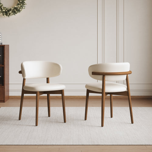 Set of 2 Mid-Century Solid Oak Dining Chairs, Minimalist Wooden Side Chairs Easy Assembly