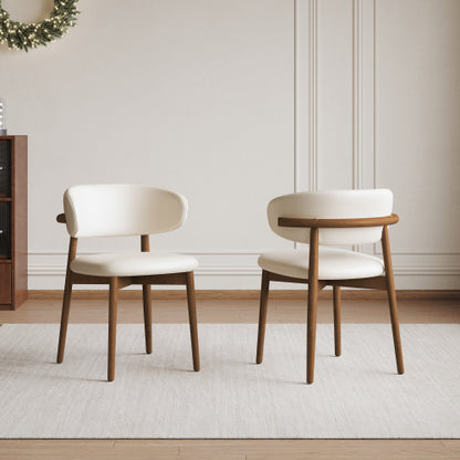 Set of 2 Mid-Century Solid Oak Dining Chairs, Minimalist Wooden Side Chairs Easy Assembly