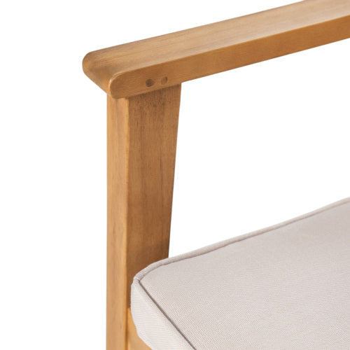 Patio Dining Chair Set of 2 - Sturdy Acacia Wood, Comfortable Waterproof Seating, 400 lbs Capacity, Natural Color Frame