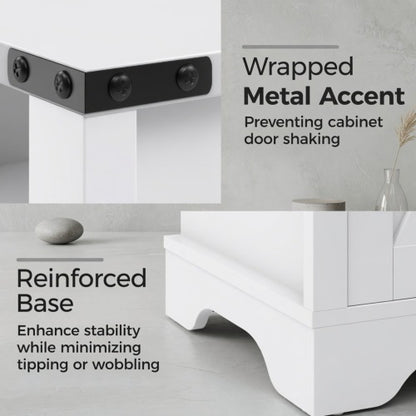 2-Pack 16inch White Farmhouse Charging Nightstand