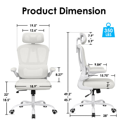 Chair, Desk Chair with Headrest and Lumbar Support, High Back Swivel Home Office Chair with Headrest for Home Office Bedroom, Gifts