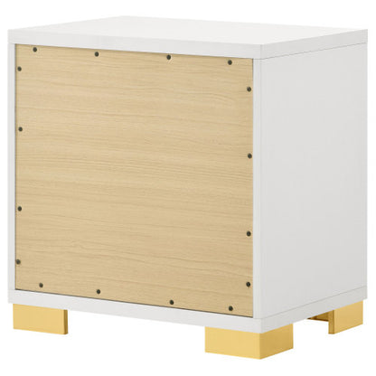 White Art Deco 2-Drawer Nightstand