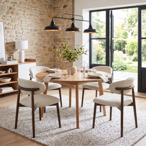 Farmhouse Chenille Dining Chairs with Solid Wood Legs, Set of 2, Beige