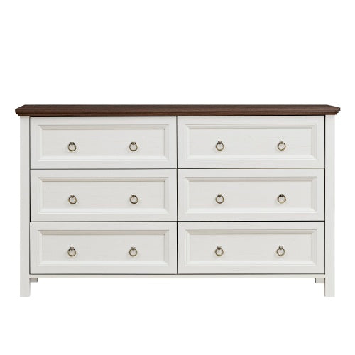 6 Drawers Dresser for Bedroom, Wood Rustic Wide Chest of Drawers, Storage Dressers Organizer for Bedroom, Living Room, Hallway