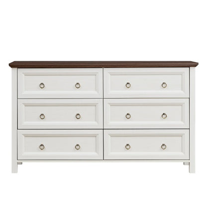 6 Drawers Dresser for Bedroom, Wood Rustic Wide Chest of Drawers, Storage Dressers Organizer for Bedroom, Living Room, Hallway