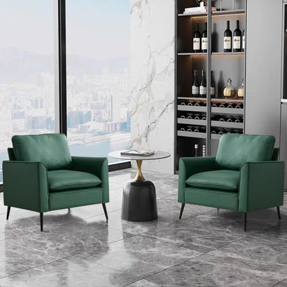 2-PCS Green Cat-Paw Faux-Leather Nordic Retro Light-Luxury Single Sofa Chair