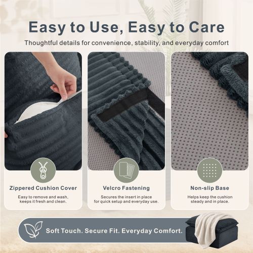 Grey Modular Compression Square Ottoman, Vacuum Packed Upholstered Footrest for Sectional Sofa, No Assembly