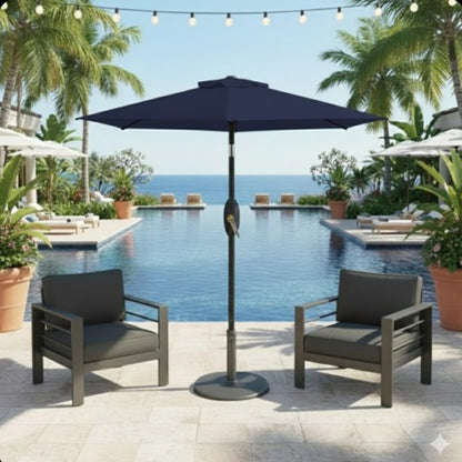 7.5 Feet Navy Blue Market Umbrella with Crank Lift & Tilt. UV-Resistant Canopy for Pool, Backyard & Patio (Without base)