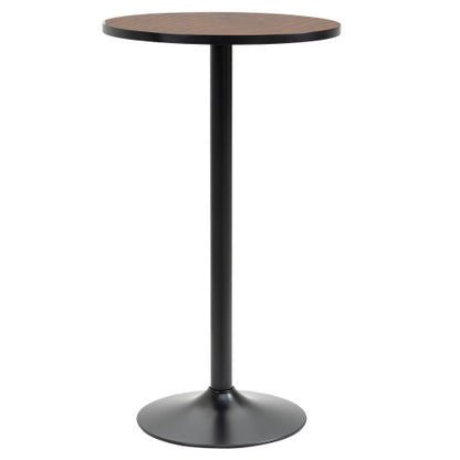 42inch   H Bar Height Round Bar Table, Rustic Industrial Pub Table, Elm Wood Top Bistro Table with Metal Base