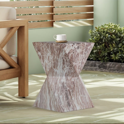 Cement Outdoor End Tables for Patio, GardenAccent Table Faux Terrazzo Accent Table, Modern Small Round Side Tablefor Outside, Tree Stump Garden Stool DrumTable indoor and Outdoor