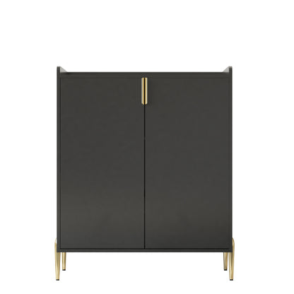2 doors home wine bar cabinet with wine rack & adjustable storage shelf, modern sideboard with soft-closing hinge, dinning room buffet cabinet, Liquor Cabinet kitchen, living room coffee cart BLACK