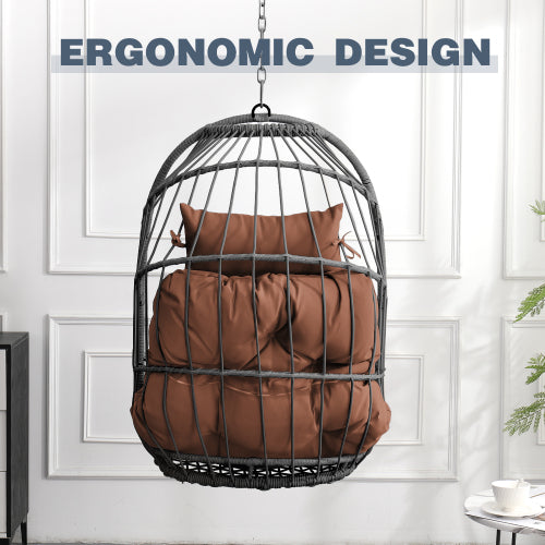 Outdoor garden rattan egg swing chair hanging chair PE hanging chair brown