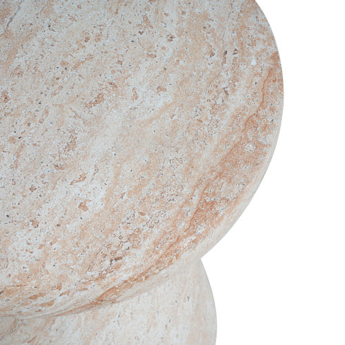 Outdoor/Indoor Lightweight Concrete Side Table,Travertine Finish