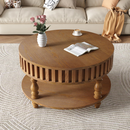 31.5inch  Flip-Top Farmhouse Coffee Table, Rustic Brown
