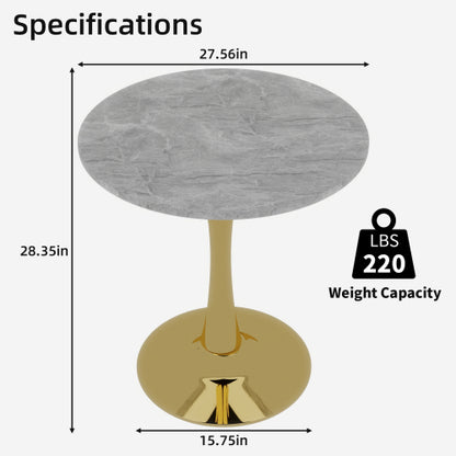Round Gold Coffee Table Marble Top Mid Century Modern Accent Living Room Table