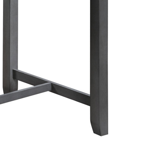 3-Piece Gray Counter Height Dining Set, 36 Inch Table with Shelves, USB Port & 2 Fabric Chairs