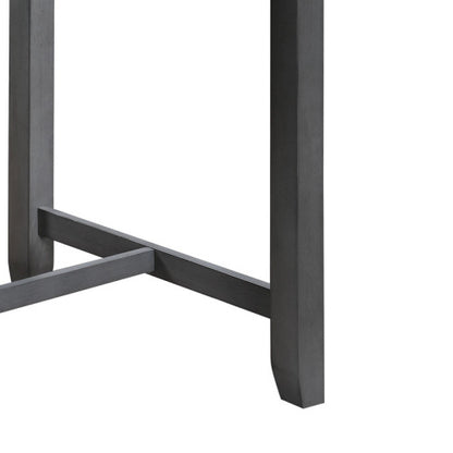 3-Piece Gray Counter Height Dining Set, 36 Inch Table with Shelves, USB Port & 2 Fabric Chairs