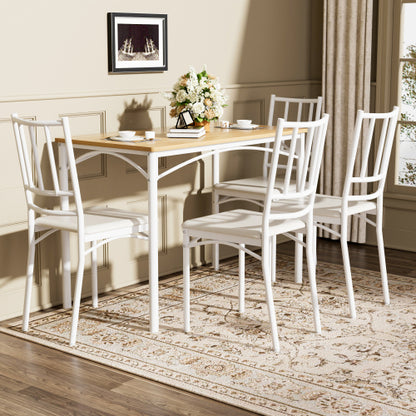 5-Piece Industrial Dining Set, Table & 4 PU Benches