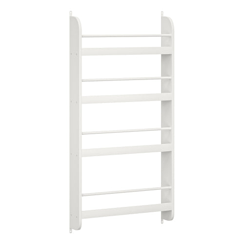 4-Tier Wall-Mounted Kids Bookshelf Anti-Tip Design High Safety Space-Saving Nursery Toy Book Organizer