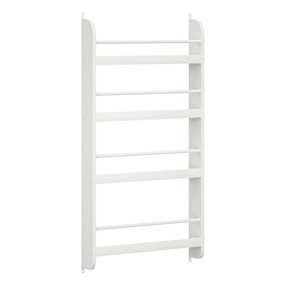 4-Tier Wall-Mounted Kids Bookshelf Anti-Tip Design High Safety Space-Saving Nursery Toy Book Organizer