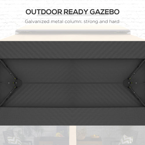 Outsunny 10' x 13' Patio Gazebo, Outdoor Gazebo Canopy Shelter with Netting, Vented Roof, Steel Frame for Garden, Lawn, Backyard, and Deck, Beige