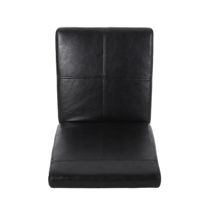 T-Stitch PU Leather Dining Side Chairs, Set of 2, Black