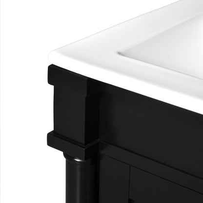 18-Inch Modern Bathroom Vanity with Sink, Modern Bathroom Storage Cabinet with Door, Freestanding Small Space Bathroom Cabinet, Single Sink Cabinet with Adjustable Shelf, Black