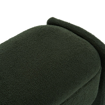 Boucle Storage Ottoman Bench with 17 Gallon Capacity, Dark Green