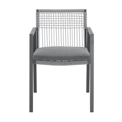 Outdoor Dining Chair Set of 2, Aluminum + Rope , Outdoor Armchair Seating for Patio Backyard Poolside Balcony, Cushion included