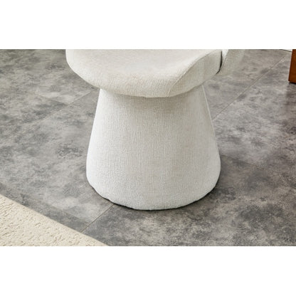 Modern Swivel Dining Chair with Hollow Back Design, Velvet Upholstered Accent Chair, 360¡ã Swivel Metal Base, Off-White, Set of 1