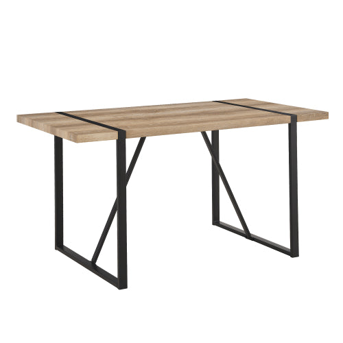 5-Piece 55inch  Dining Set, Suede Chairs & Metal Base