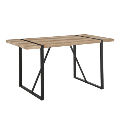 5-Piece 55inch  Dining Set, Suede Chairs & Metal Base