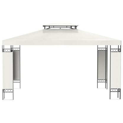 Outsunny 10' x 13' Patio Gazebo, Double Roof Outdoor Gazebo Canopy Shelter with Screen Decorate Corner Frame, for Garden, Lawn, Backyard and Deck, Cream White