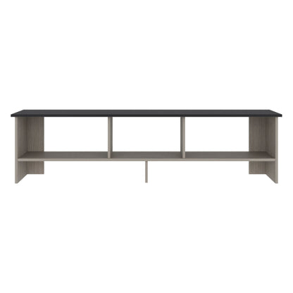White Natural Wood Modern TV Stand with Multi Open Shelves for 60 Inch TV Media Console