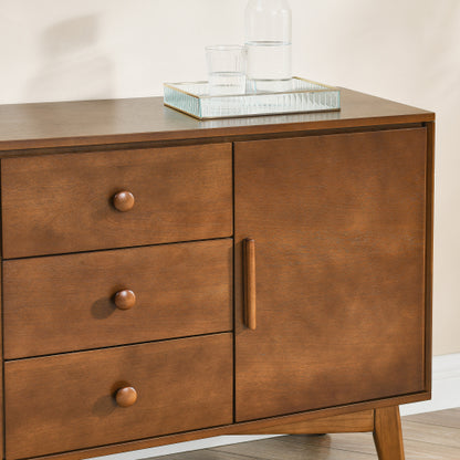 47.3 Inch Walnut Mid-Century Modern Sideboard 2-Door 3-Drawer Multi-Functional Home Storage Buffet Cabinet