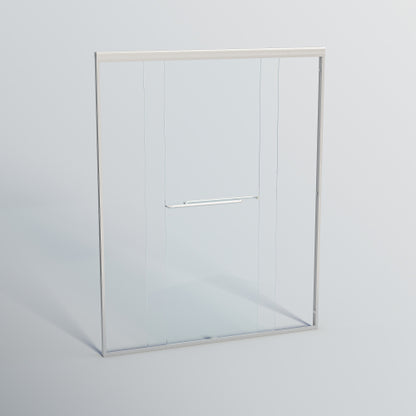56-60 in. W x 72 in. H Double Sliding Shower Door, Semi-frameless Bypass Bathroom Sliding Door with 1/4" (6mm) Tempered Glass for Walk-in Shower, Brushed Nickel 24D03-60BNX